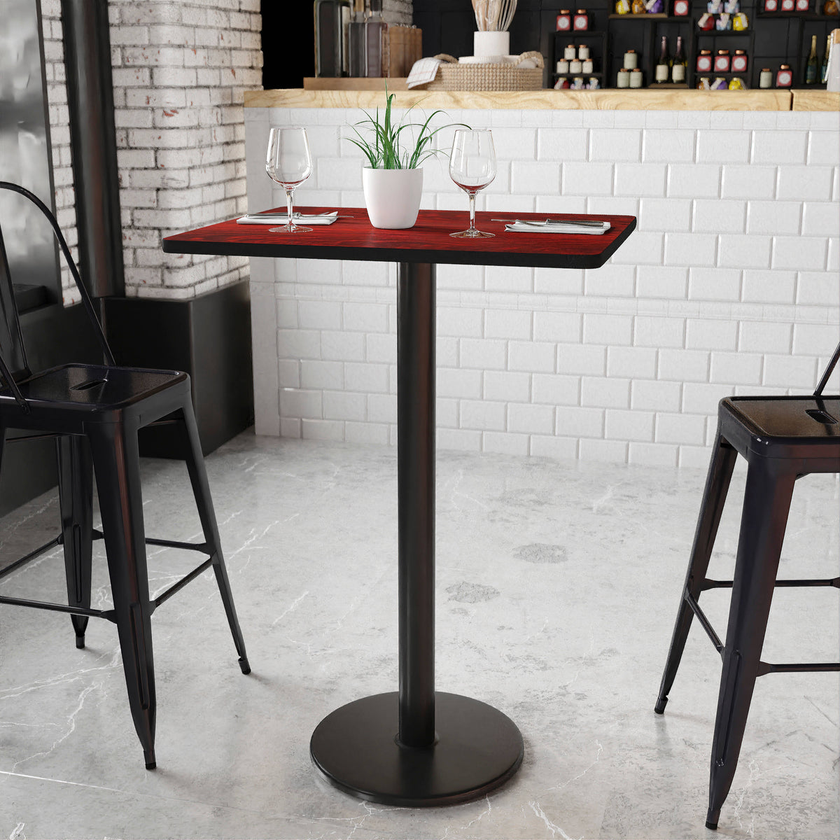24'' x 30'' Rectangular Laminate Table Top with 18'' Round Bar Height Table Base - Image 2