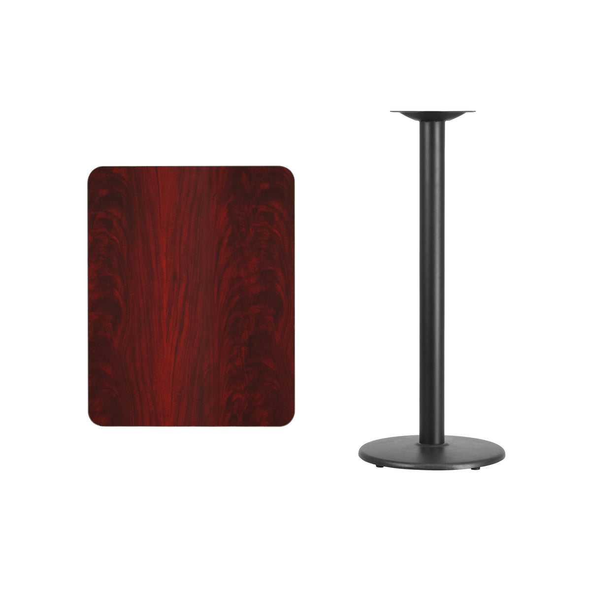 24'' x 30'' Rectangular Laminate Table Top with 18'' Round Bar Height Table Base - Image 3