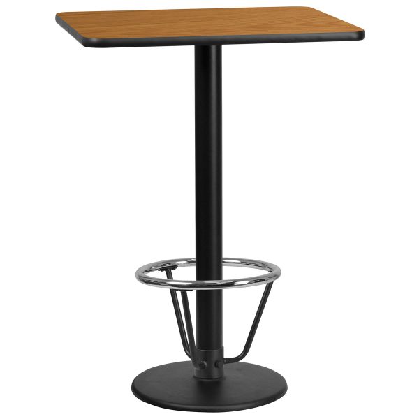 24'' x 30'' Rectangular Table Top with 18'' Round Bar Height Table Base