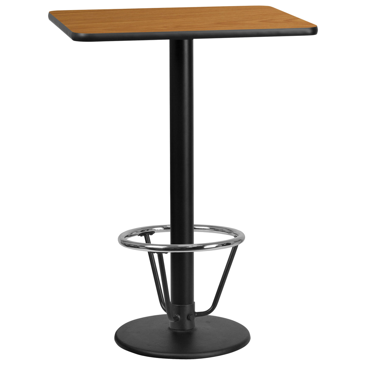 24'' x 30'' Rectangular Table Top with 18'' Round Bar Height Table Base