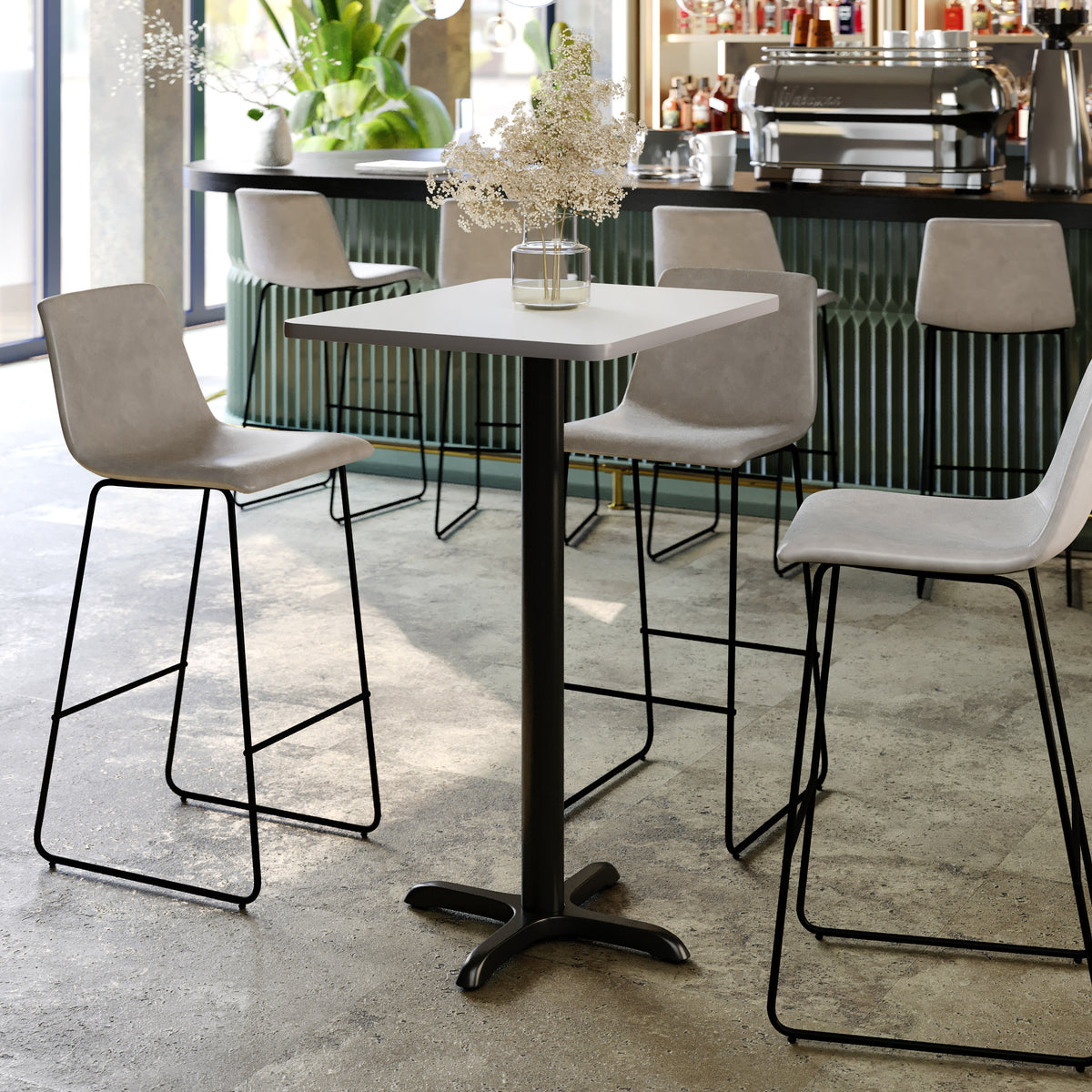 24'' x 30'' Rectangular Table Top with 22'' x 22'' Bar Height Table Base - Image 2