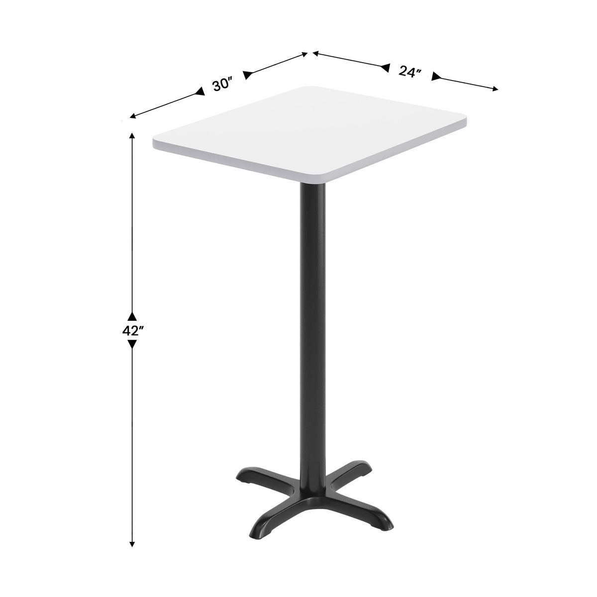24'' x 30'' Rectangular Table Top with 22'' x 22'' Bar Height Table Base - Image 4