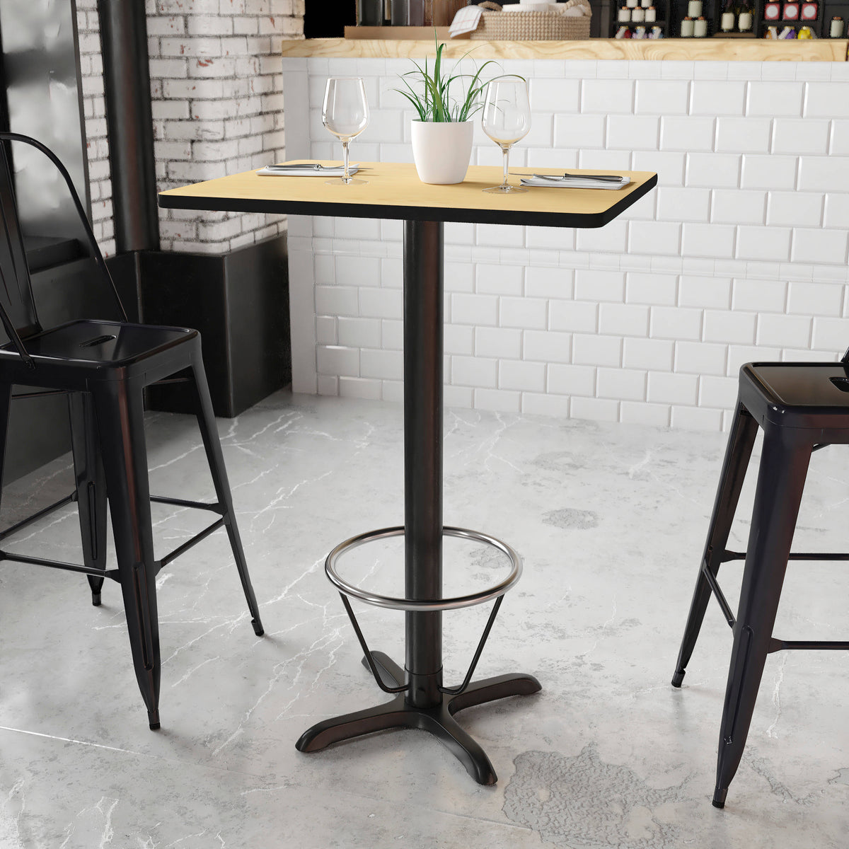 24'' x 30'' Rectangular Table Top with 22'' x 22'' Bar Height Table Base - Image 4