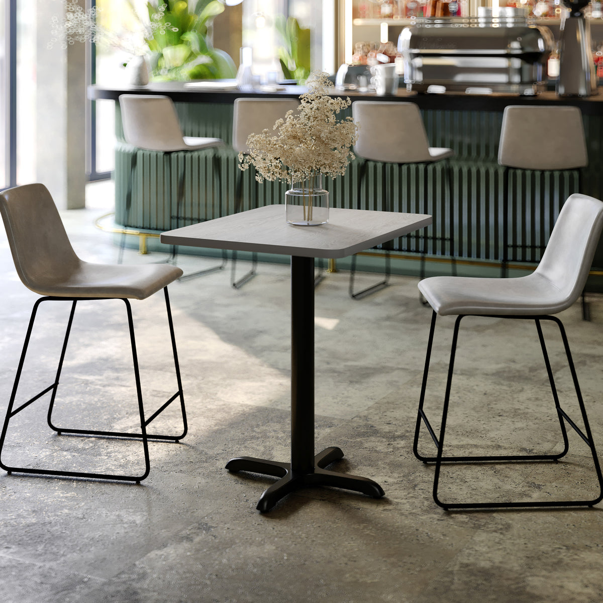 24'' x 30'' Rectangular Laminate Table Top with 22'' x 22'' Table Height Base - Image 2