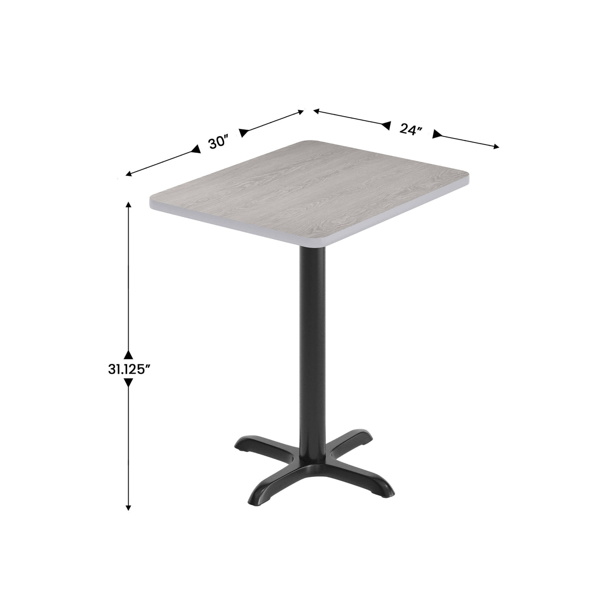 24'' x 30'' Rectangular Laminate Table Top with 22'' x 22'' Table Height Base - Image 4