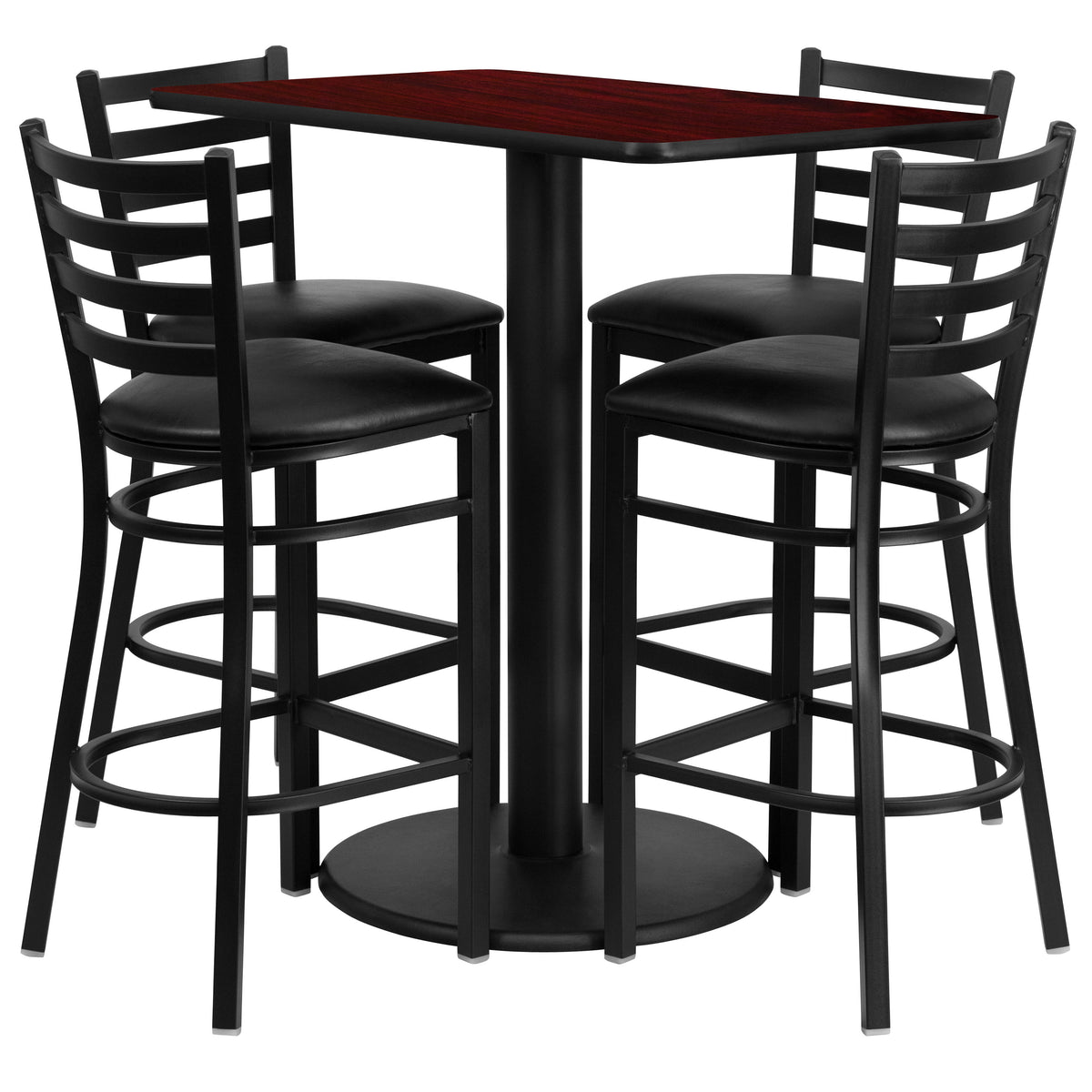 24'' x 42'' Rectangular Laminate Table Set with 4 Ladder Back Metal Barstools - Image 3
