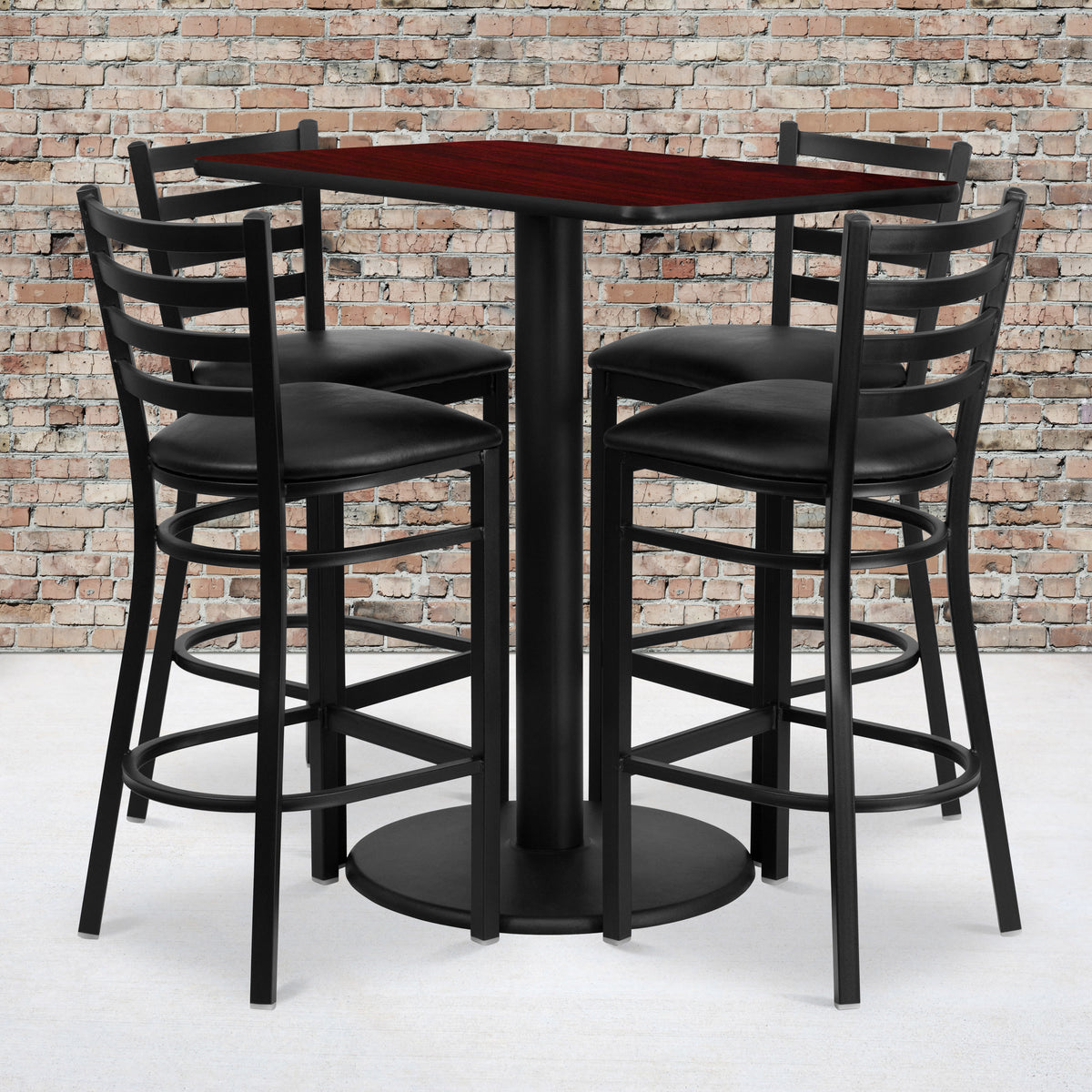 24'' x 42'' Rectangular Laminate Table Set with 4 Ladder Back Metal Barstools - Image 4