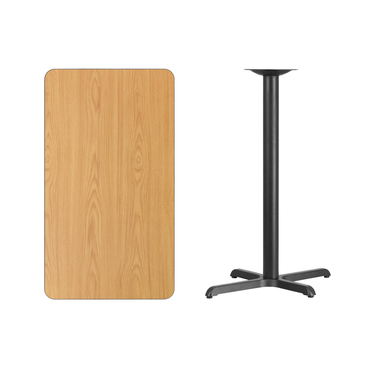 24'' x 42'' Rectangular Table Top with 23.5'' x 29.5'' Bar Height Table Base - Image 2