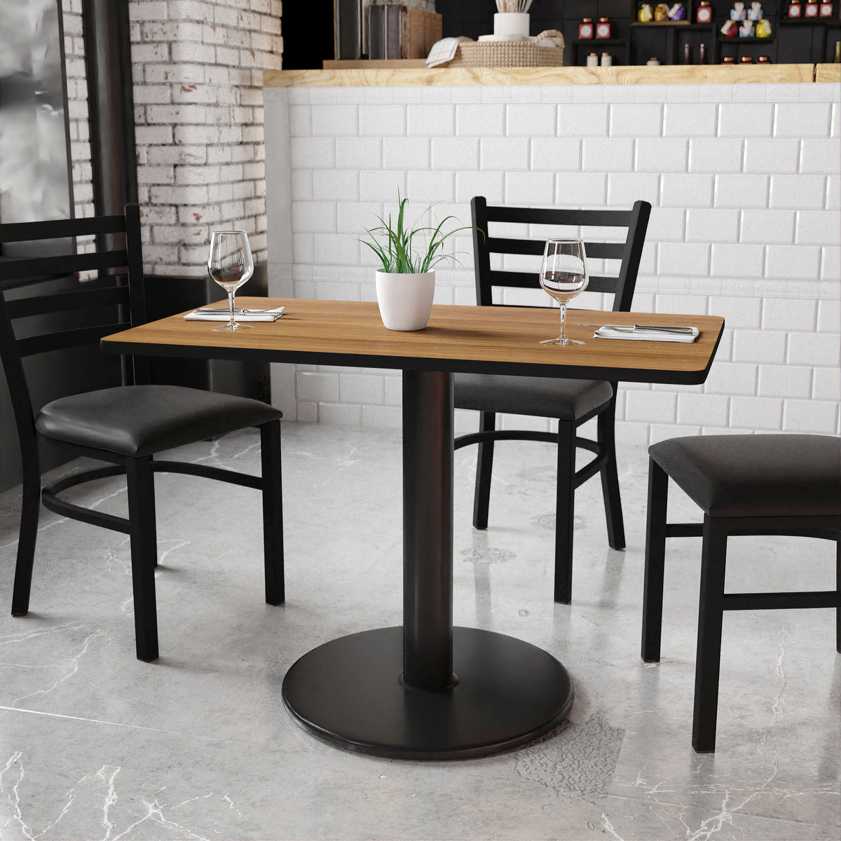 24'' x 42'' Rectangular Laminate Table Top with 24'' Round Table Height Base - Image 4