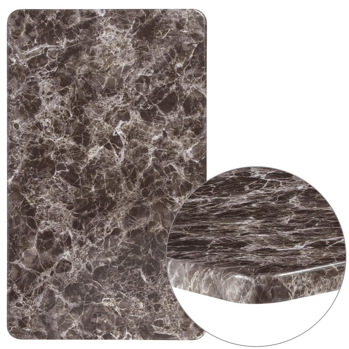 24" x 42" Rectangular Gray Marble Laminate Table Top - Restaurant Furniture - Image 2