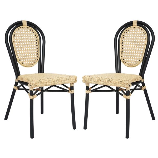2 Pack All-Weather Commercial Paris Chairs with Metal Frames