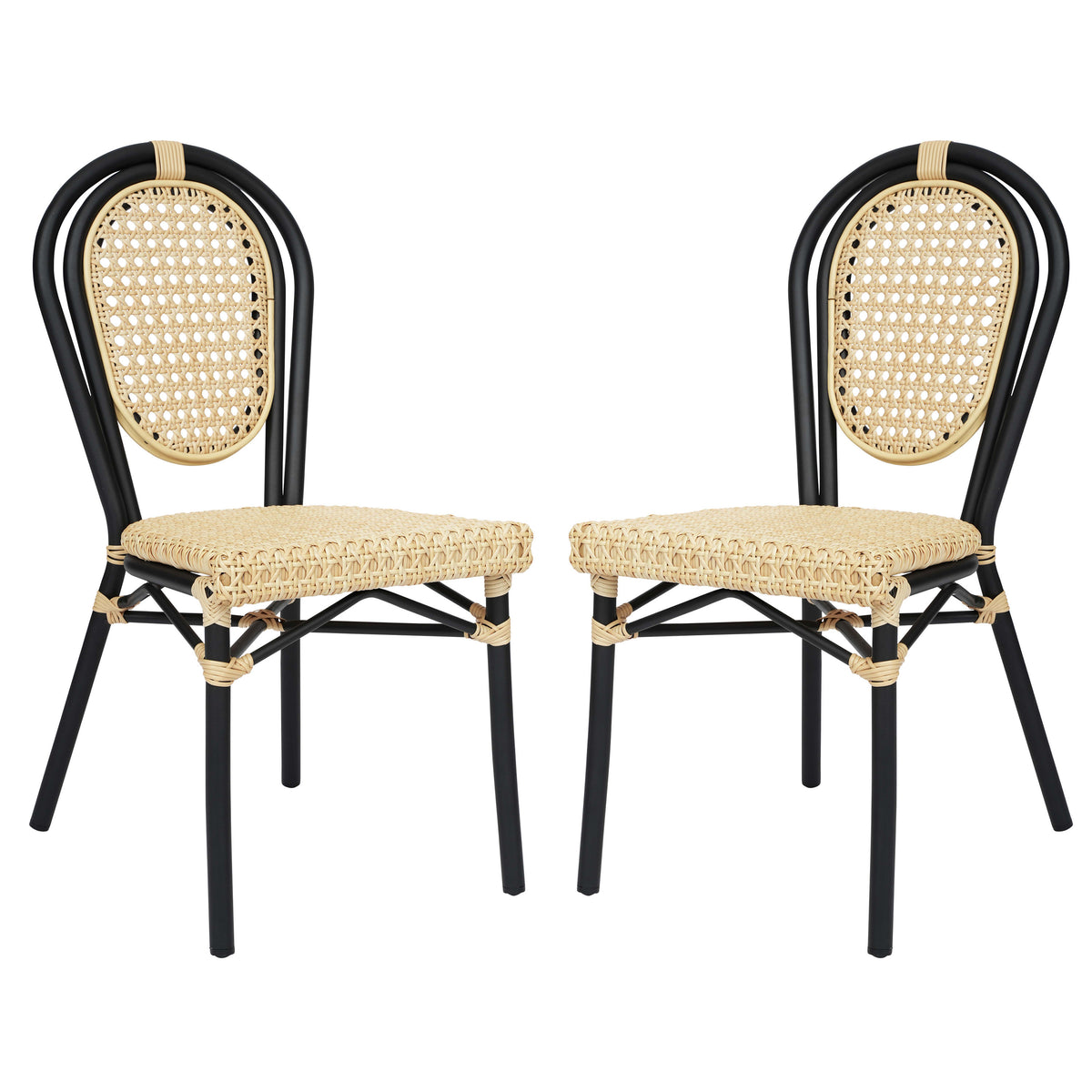 2 Pack All-Weather Commercial Paris Chairs with Metal Frames