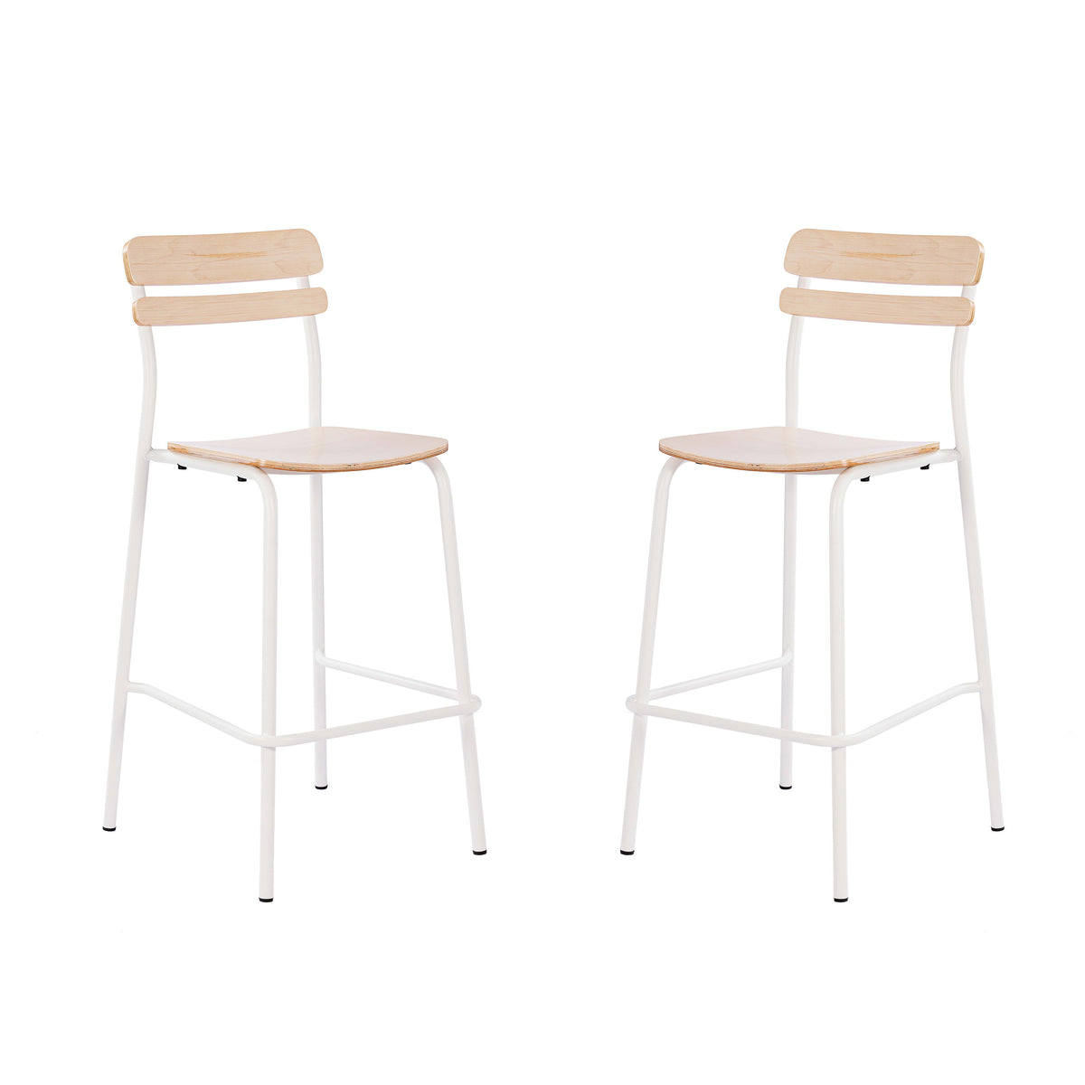 2PK Commercial Solid Wood Bar Stools with Frames and Antique Finish