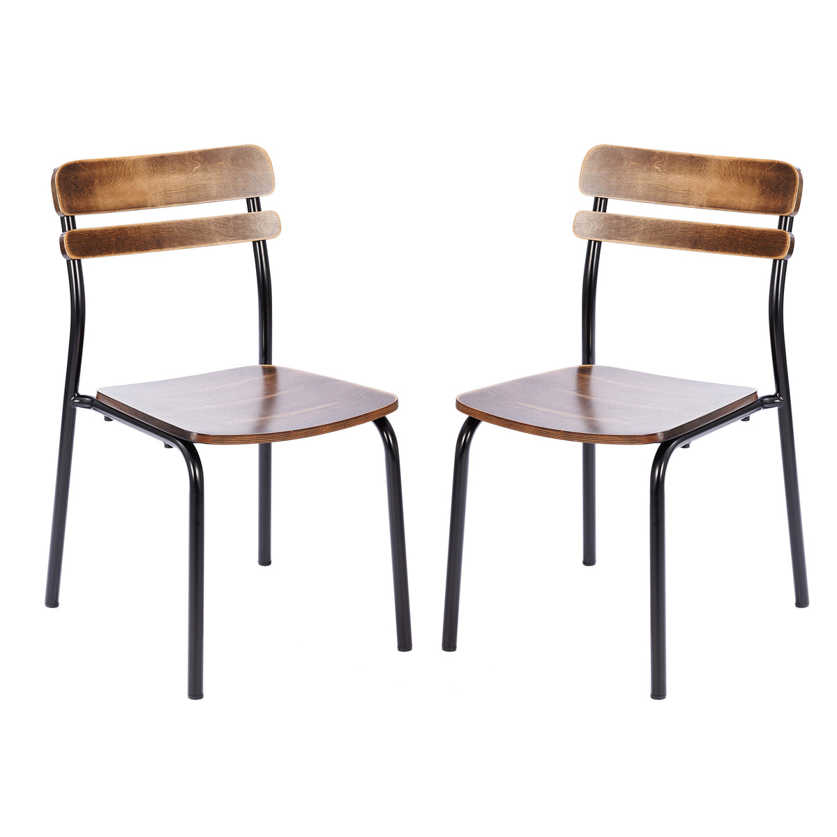 2PK Commercial Solid Wood Dining Chair with Frame and Antique Finish