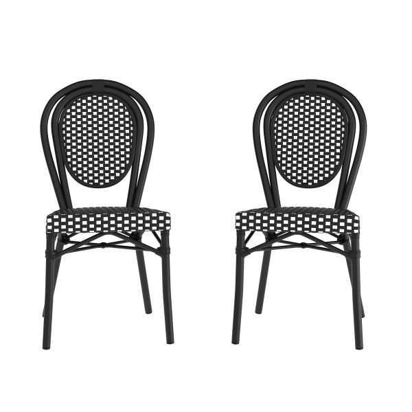 2 Pack All-Weather Commercial Paris Chair with Metal Frames