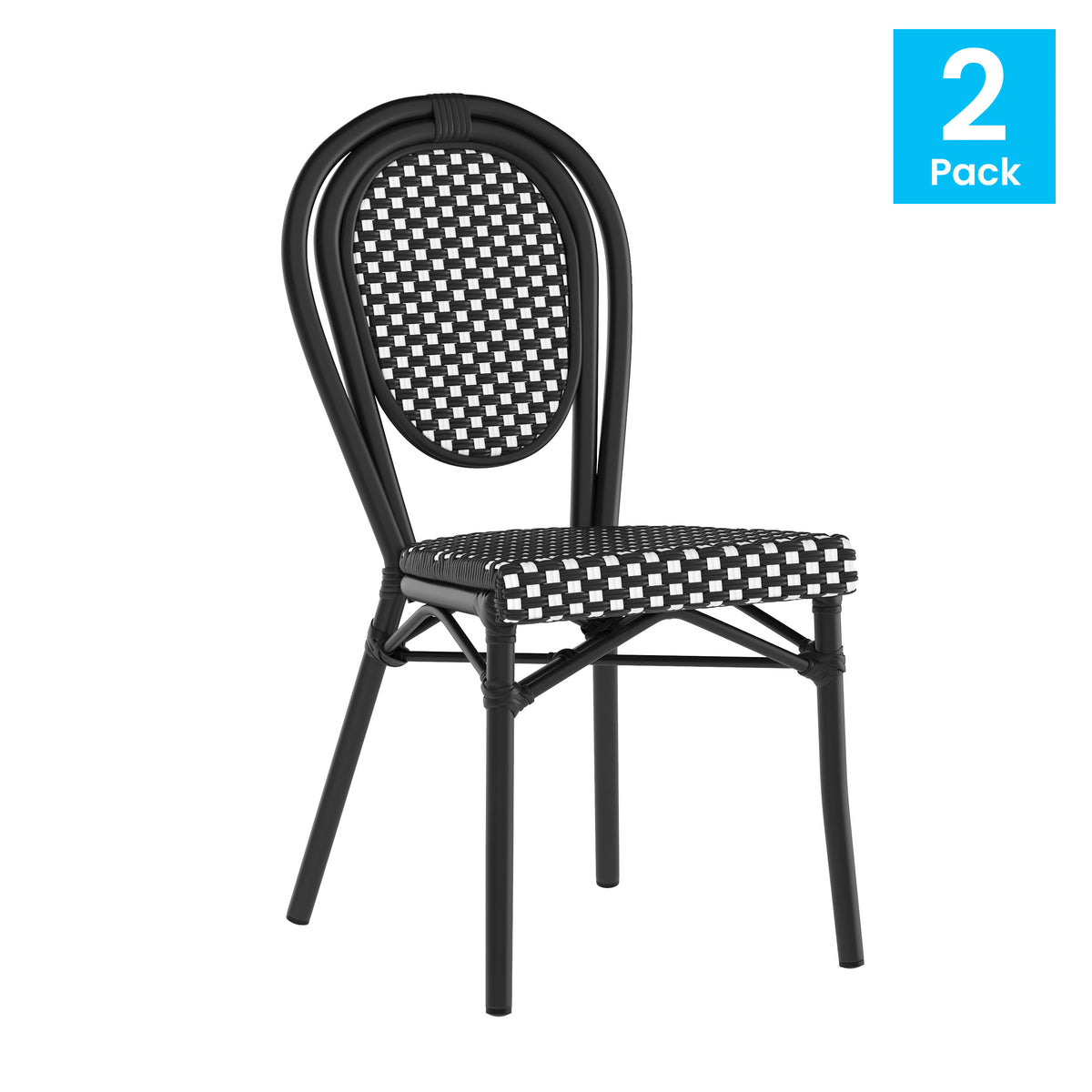 2 Pack All-Weather Commercial Paris Chair with Metal Frames - Image 2