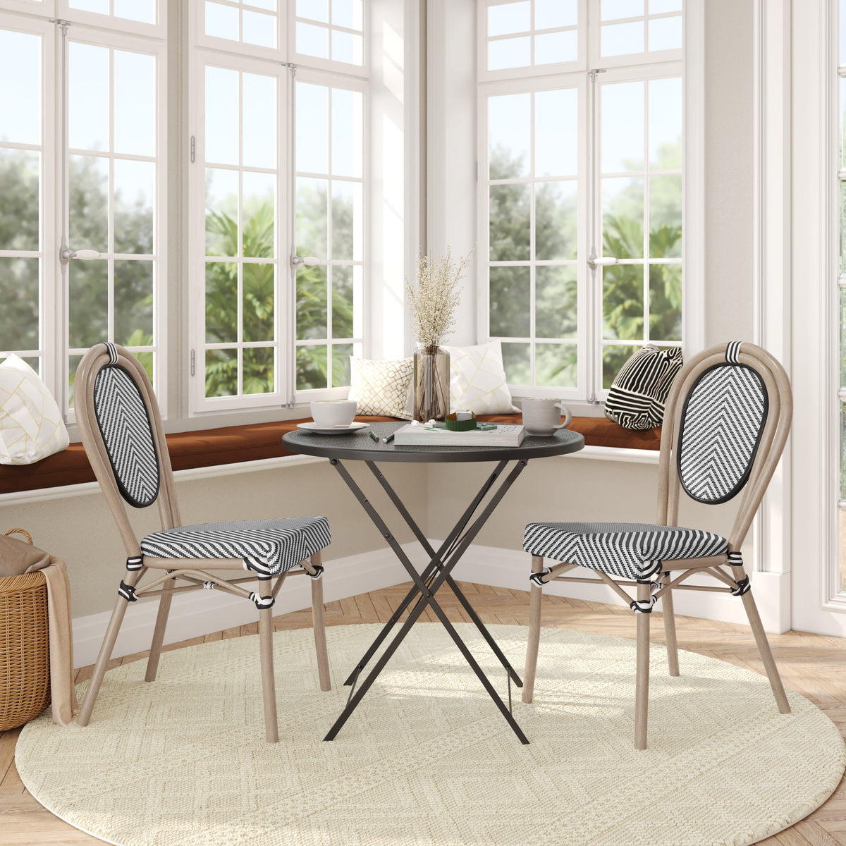 2 Pack All-Weather Commercial Paris Chairs with Metal Frames - Image 3