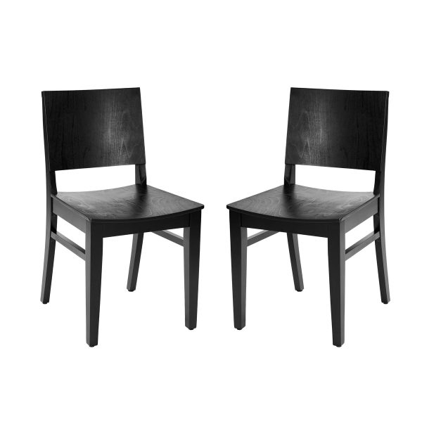 2 Pack Commercial Solid Wood Dining Chair with Curved Backrest
