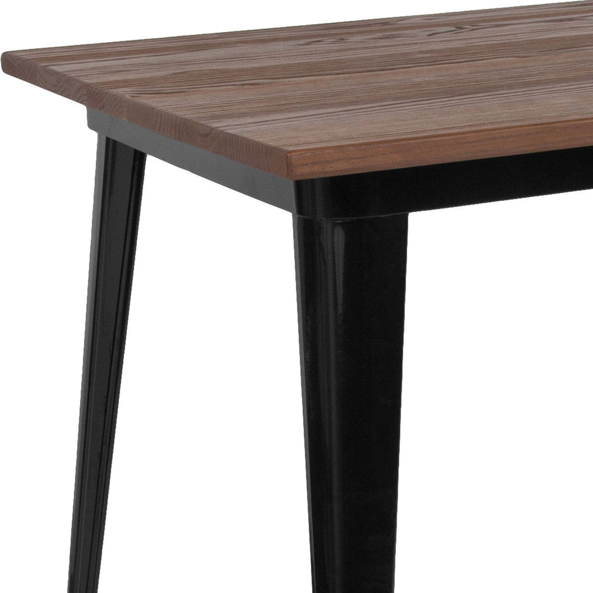 30.25" x 60" Rectangular Metal Indoor Table with Rustic Wood Top - Image 3