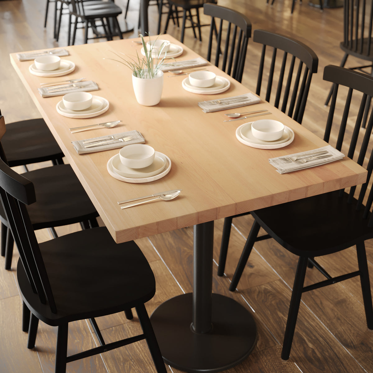 30"W x 60"L Commercial Solid Wood Tabletop with Support Bars for Indoor Use - Image 2