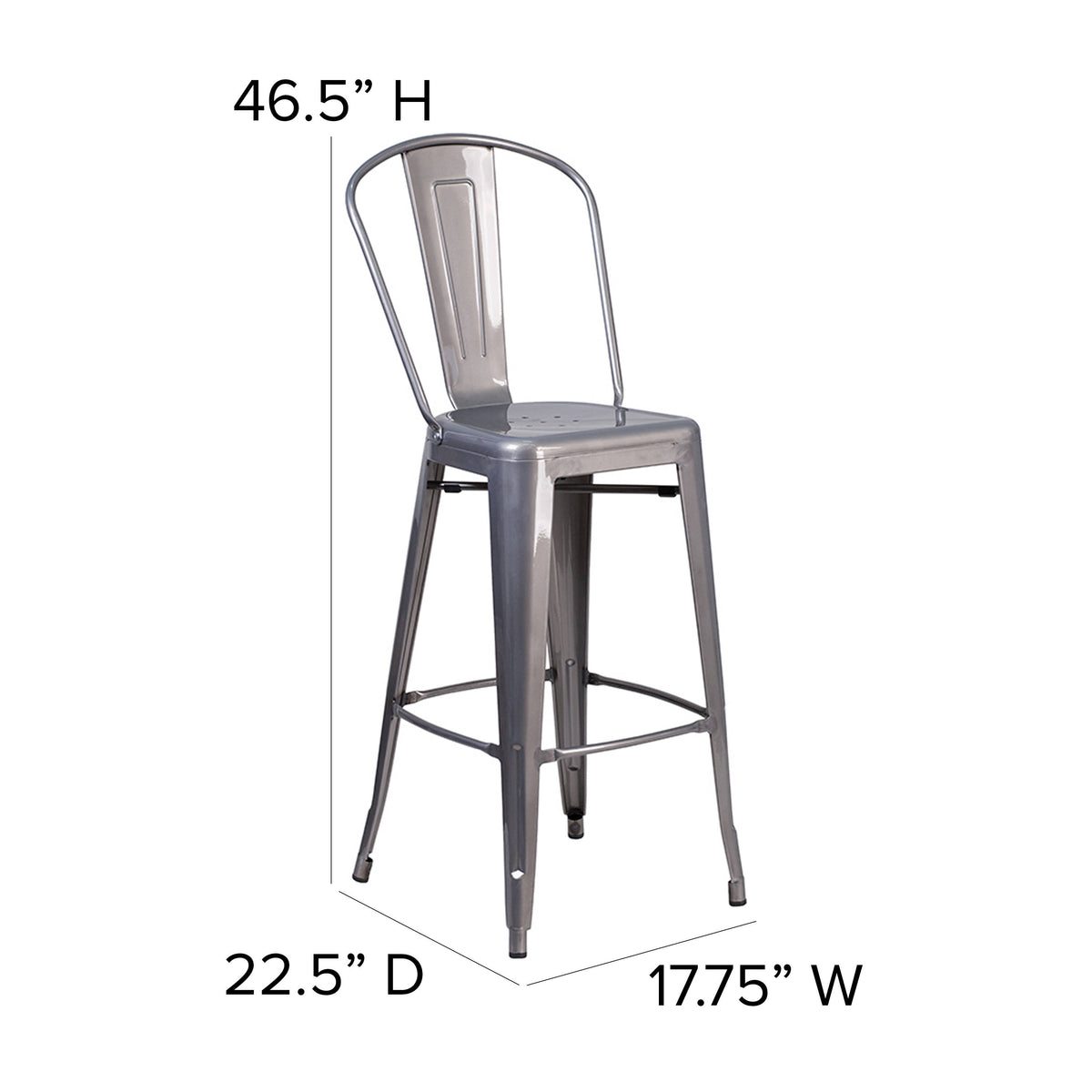 30" High Clear Coated Indoor Barstool with Back - Image 4
