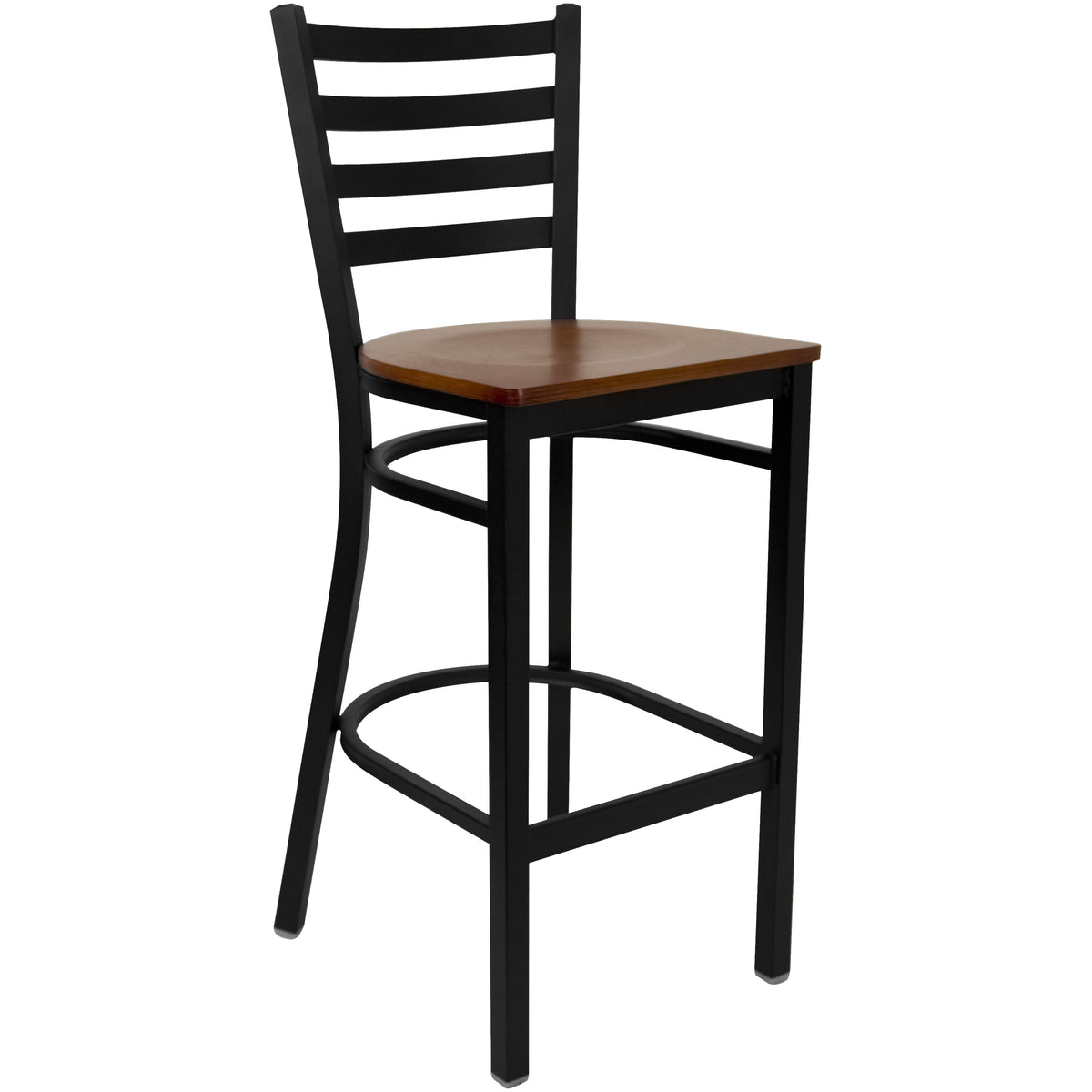 30" Round Laminate Table Set with 3 Metal Barstools - Cherry Wood Seat - Image 3