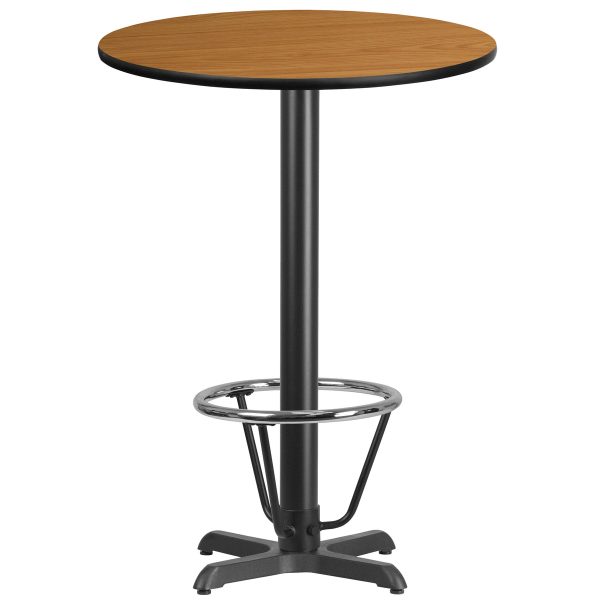 30'' Round Laminate Table Top with 22'' x 22'' Bar Height Table Base