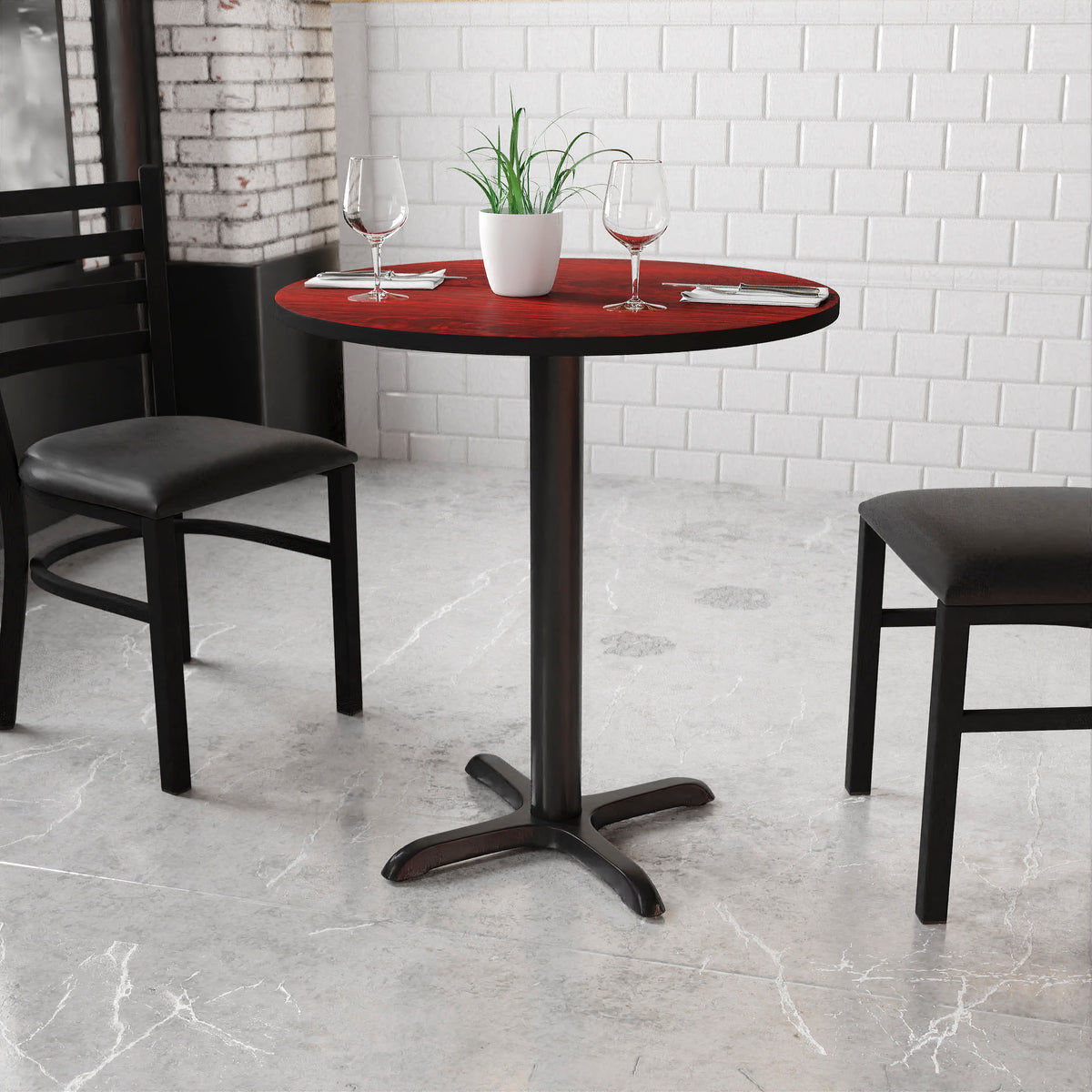 30'' Round Laminate Table Top with 22'' x 22'' Table Height Base - Image 2