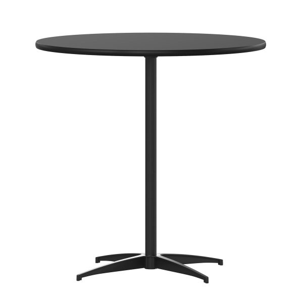 30" Round Wood Cocktail Table with 30" and 42" Columns