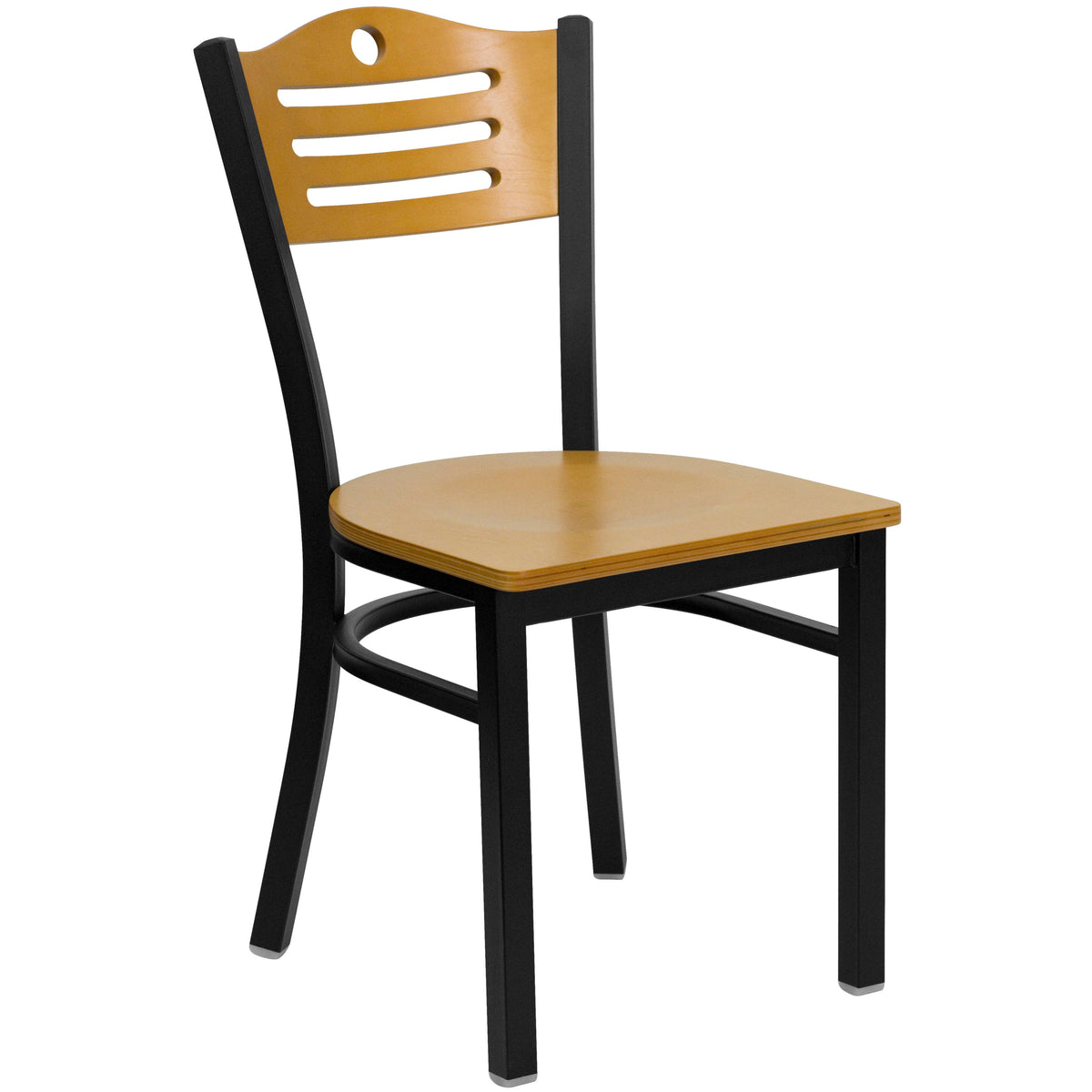30" Square Laminate Table Set with 4 Metal Chairs - Natural Wood Seat - Image 3