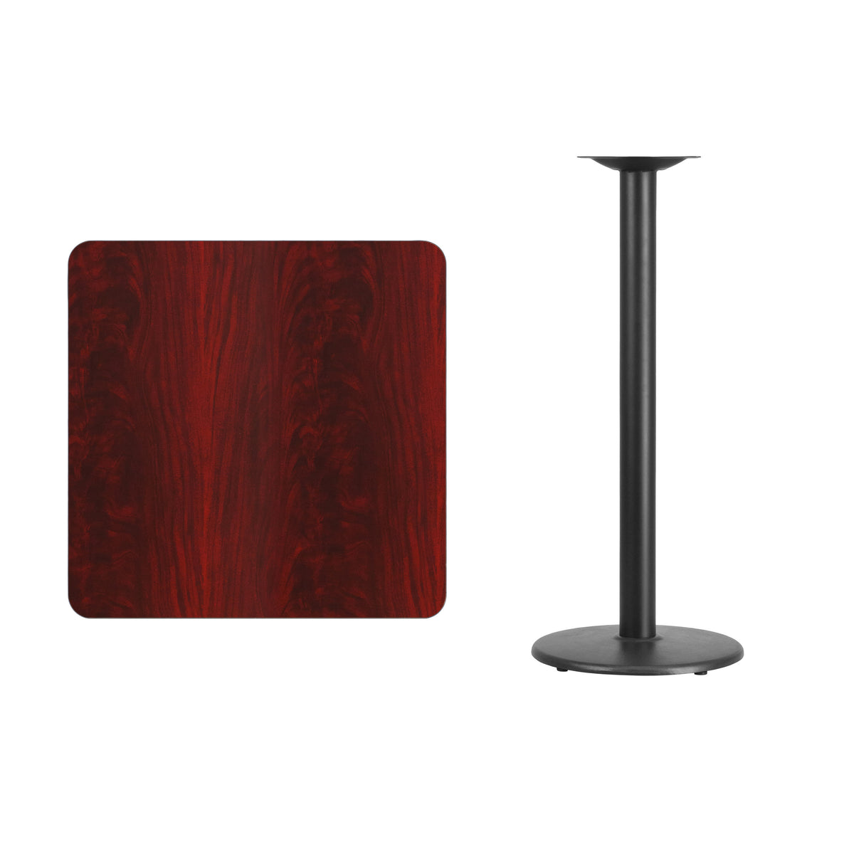 30'' Square Laminate Table Top with 18'' Round Bar Height Table Base - Image 2