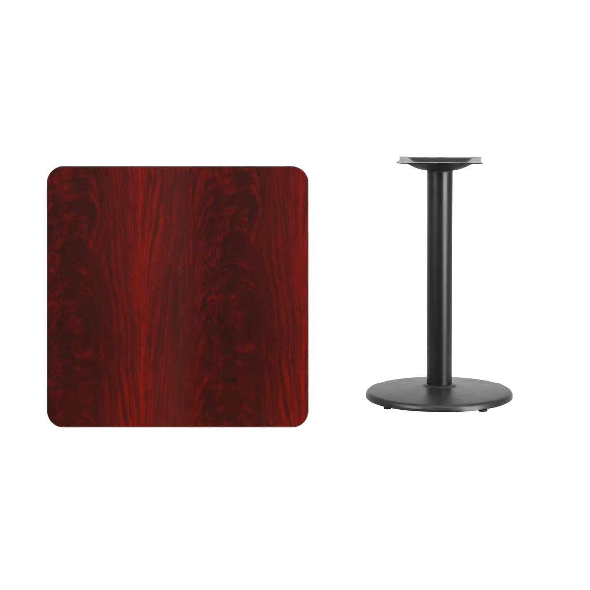 30'' Square Laminate Table Top with 18'' Round Table Height Base - Image 3