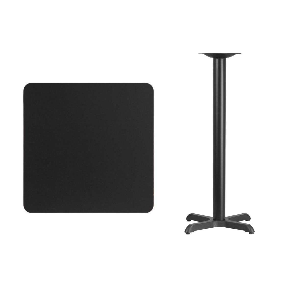 30'' Square Laminate Table Top with 22'' x 22'' Bar Height Table Base - Image 3