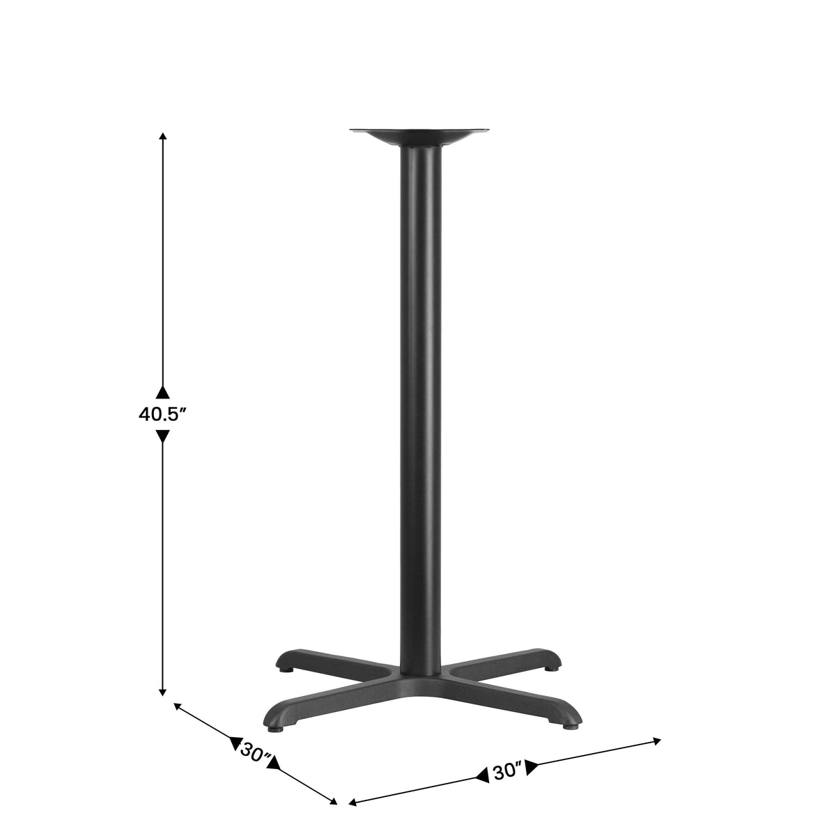 30" x 30" Restaurant Table X-Base with 3" Dia. Bar Height Column - Image 3