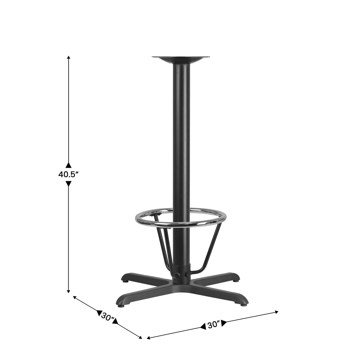 30" x 30" Restaurant Table X-Base with 3" Dia. Bar Height Column & Foot Ring - Image 3