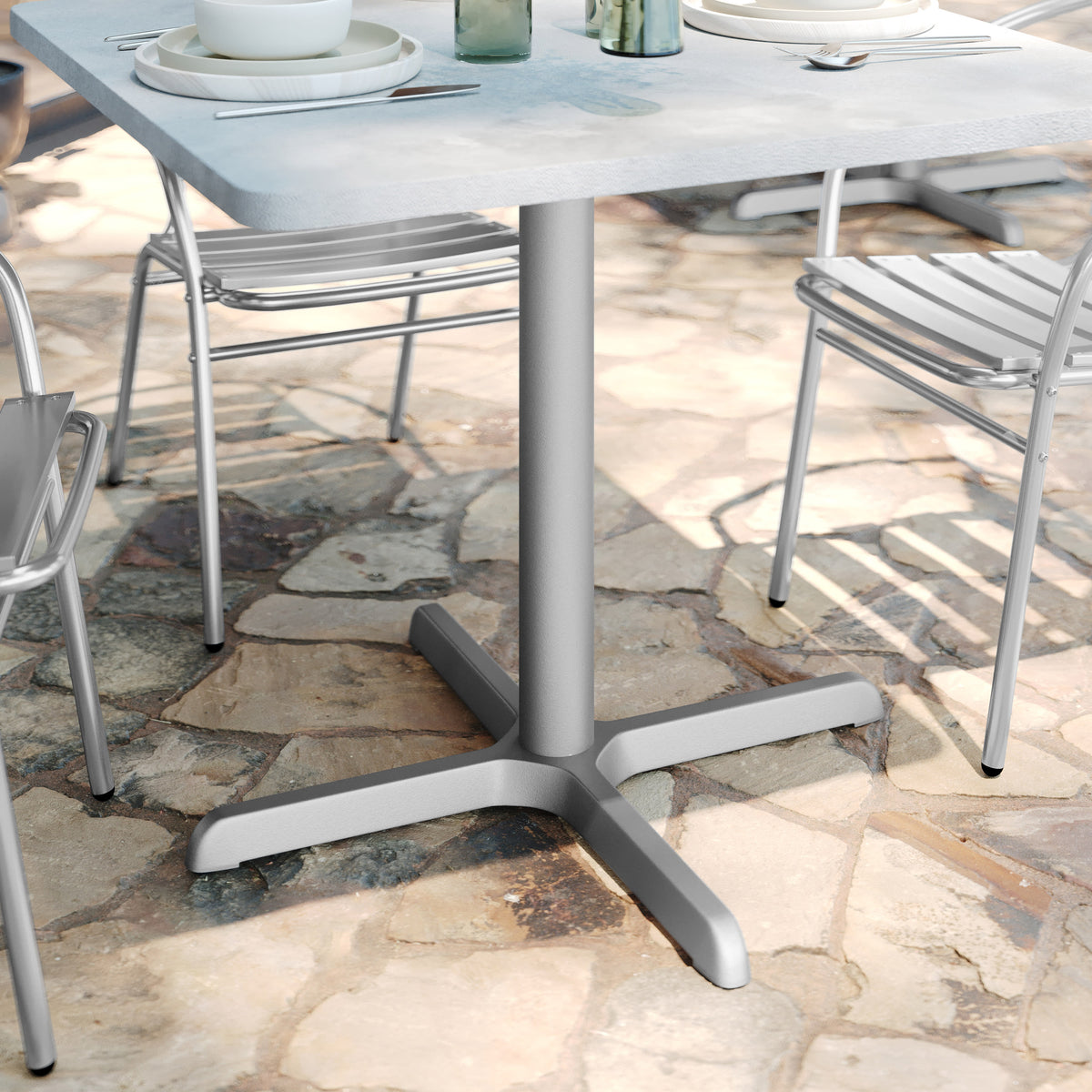 30" x 30" Restaurant Table X-Base with 3" Dia. Table Height Column - Image 2