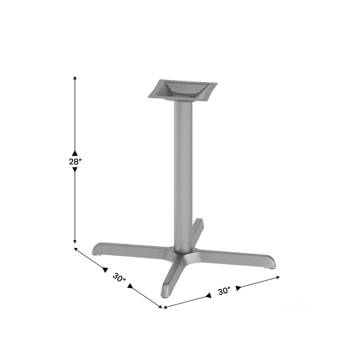 30" x 30" Restaurant Table X-Base with 3" Dia. Table Height Column - Image 4