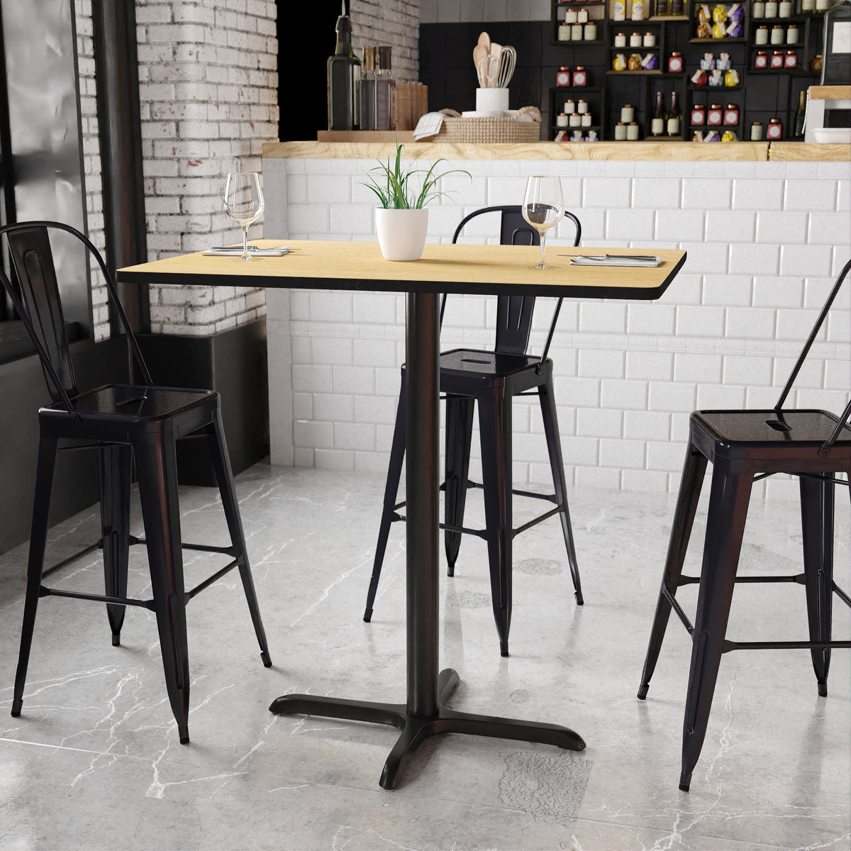 30'' x 42'' Rectangular Table Top with 23.5'' x 29.5'' Bar Height Table Base - Image 2