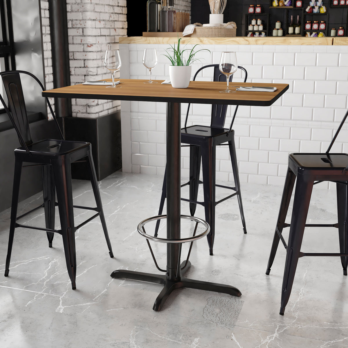 30'' x 42'' Rectangular Table Top with 23.5'' x 29.5'' Bar Height Table Base - Image 2