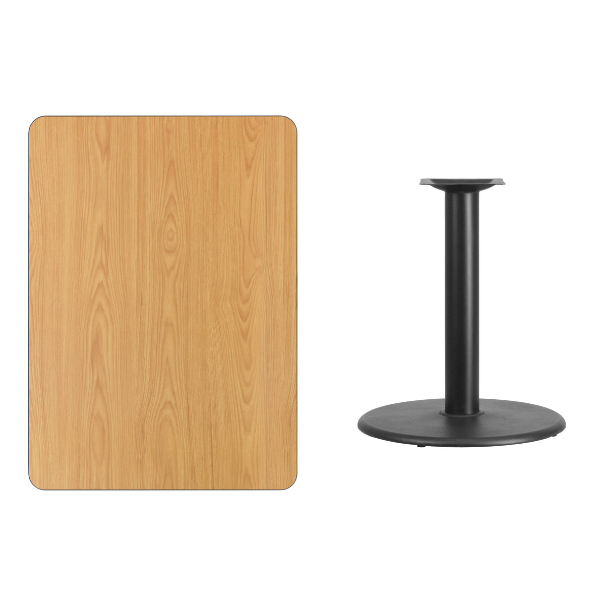 30'' x 42'' Rectangular Laminate Table Top with 24'' Round Table Height Base - Image 3