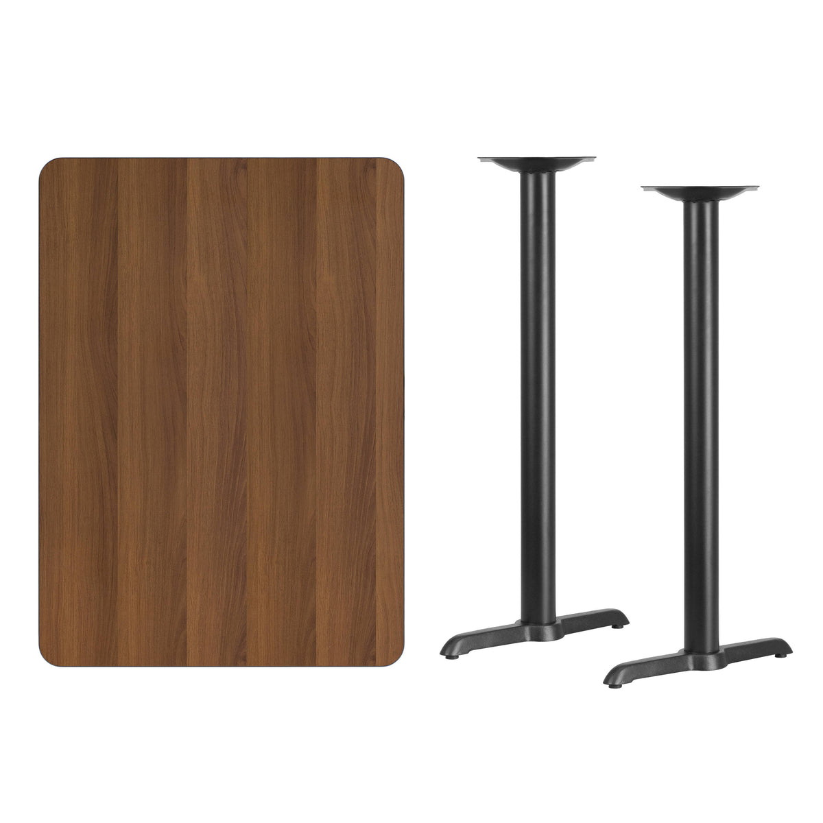 30'' x 42'' Rectangular Table Top with 5'' x 22'' Bar Height Table Bases - Image 3