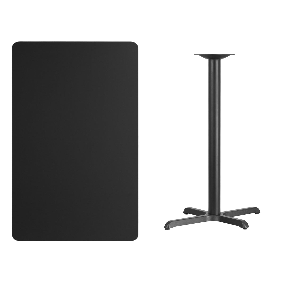 30'' x 48'' Rectangular Table Top with 23.5'' x 29.5'' Bar Height Table Base - Image 2