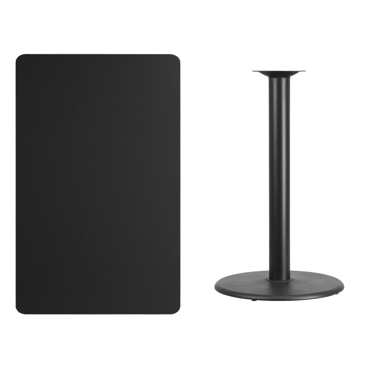 30'' x 48'' Rectangular Laminate Table Top with 24'' Round Bar Height Table Base - Image 3