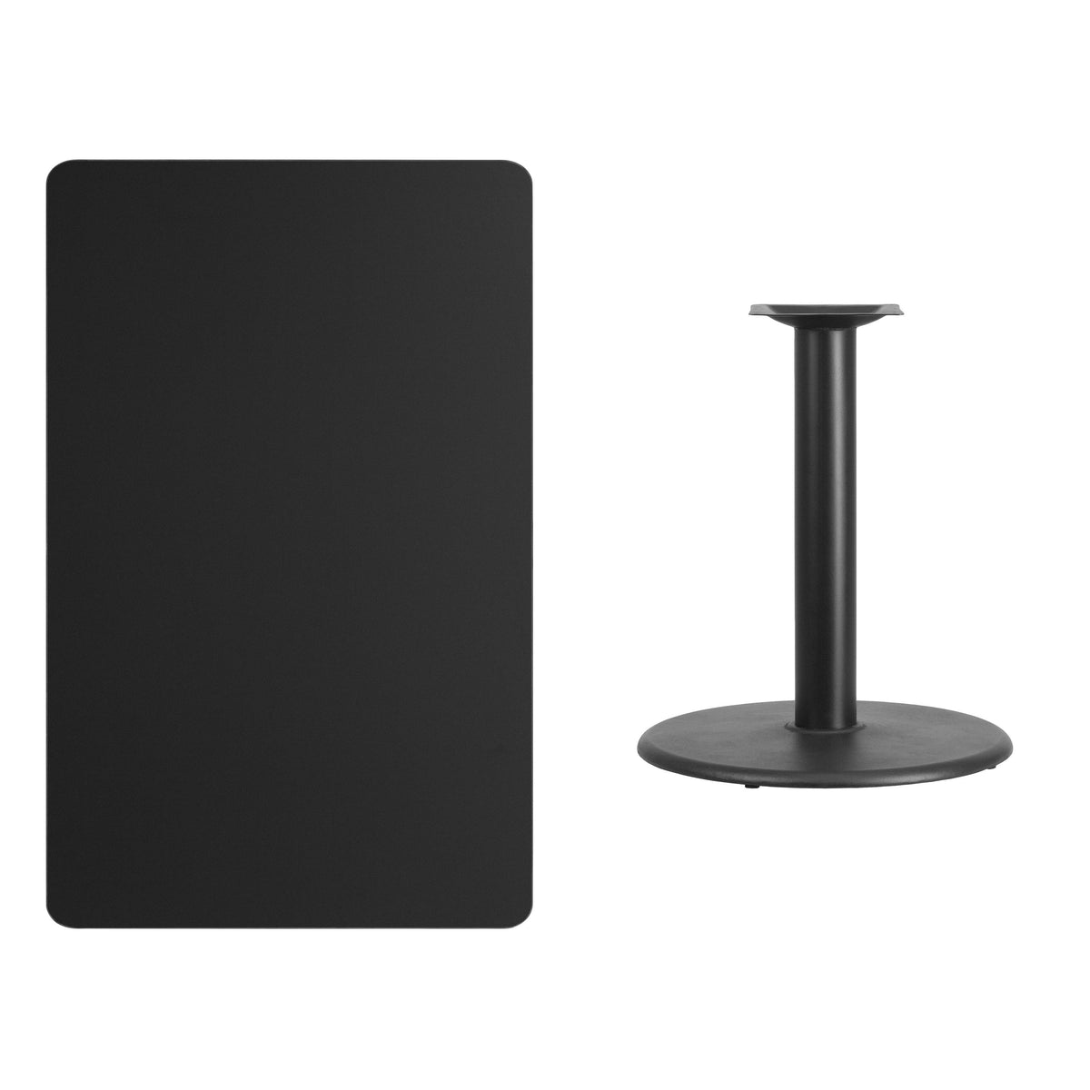 30'' x 48'' Rectangular Laminate Table Top with 24'' Round Table Height Base - Image 3