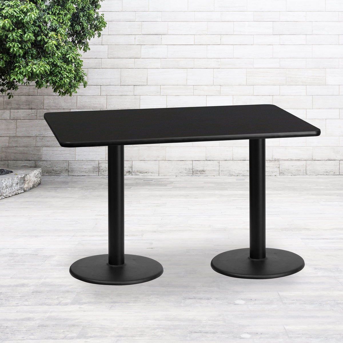 30'' x 60'' Rectangular Laminate Table Top with 18'' Round Table Height Bases - Image 4
