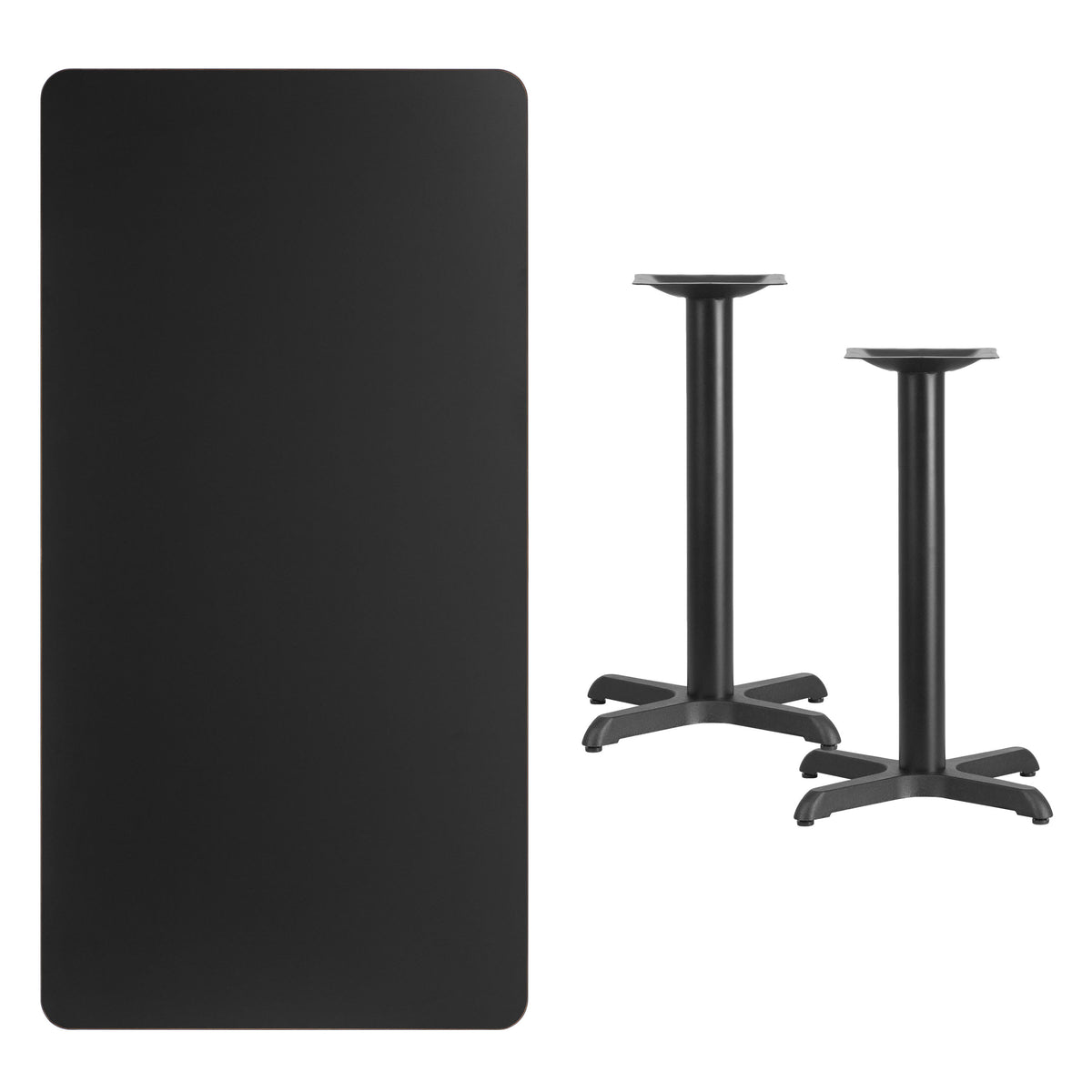30'' x 60'' Rectangular Laminate Table Top with 22'' x 22'' Table Height Bases - Image 2