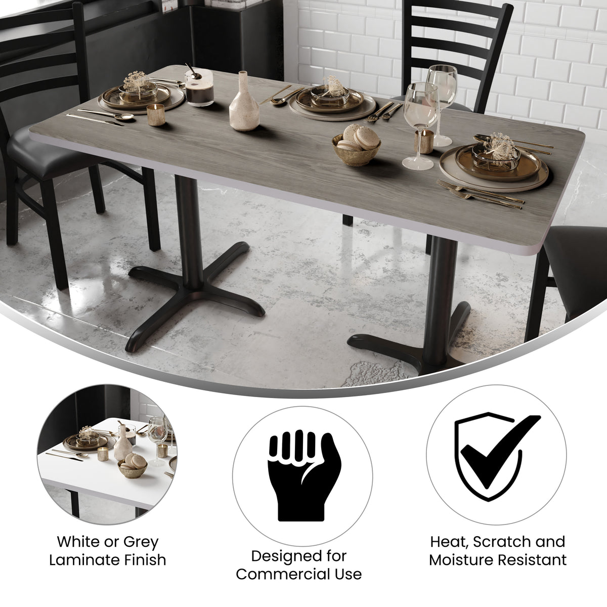 30" x 60" Rectangular Table Top with Reversible Laminate Top - Image 4