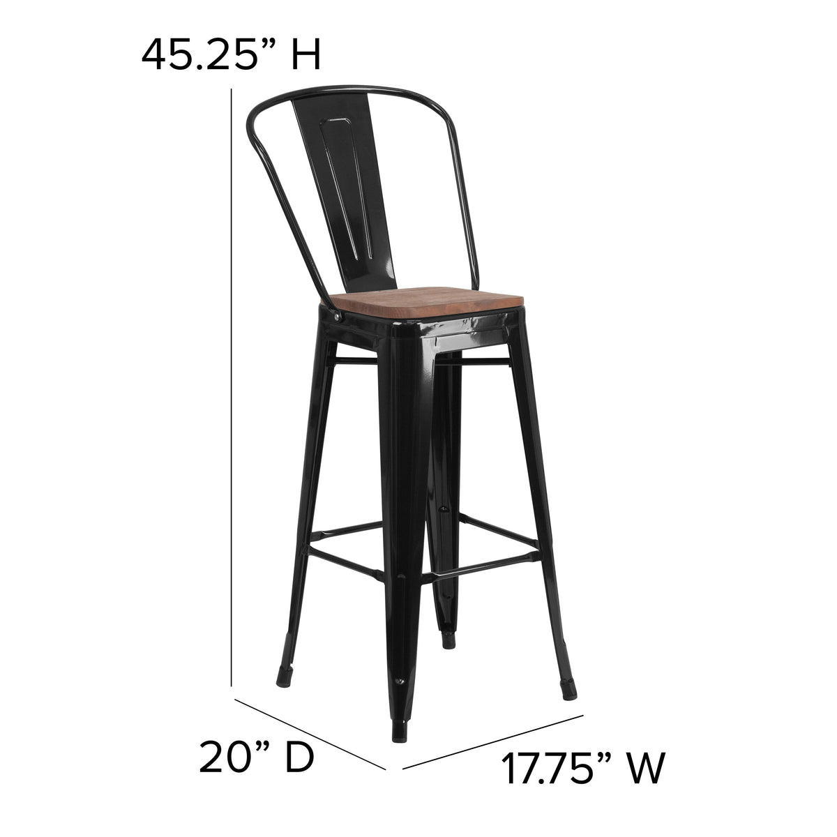 31.5" Square Metal Bar Table Set with Wood Top and 4 Stools - Image 2
