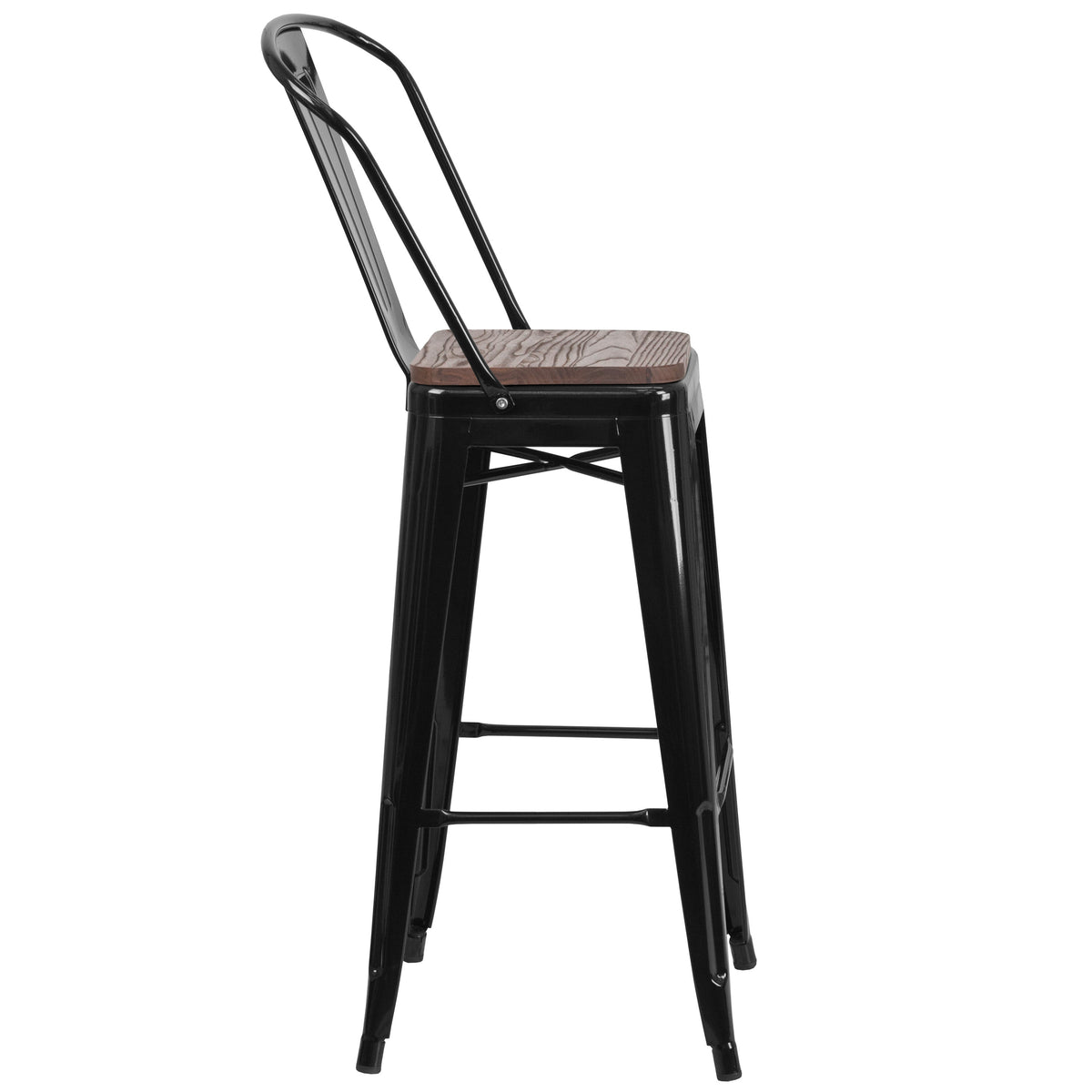 31.5" Square Metal Bar Table Set with Wood Top and 4 Stools - Image 3