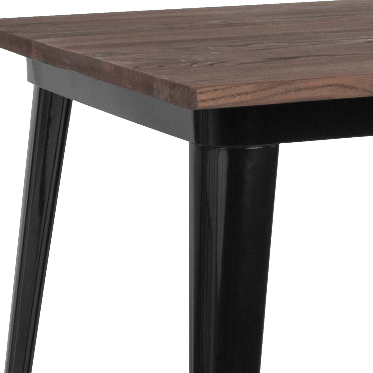 31.5" Square Metal Indoor Bar Height Table with Rustic Wood Top - Image 3